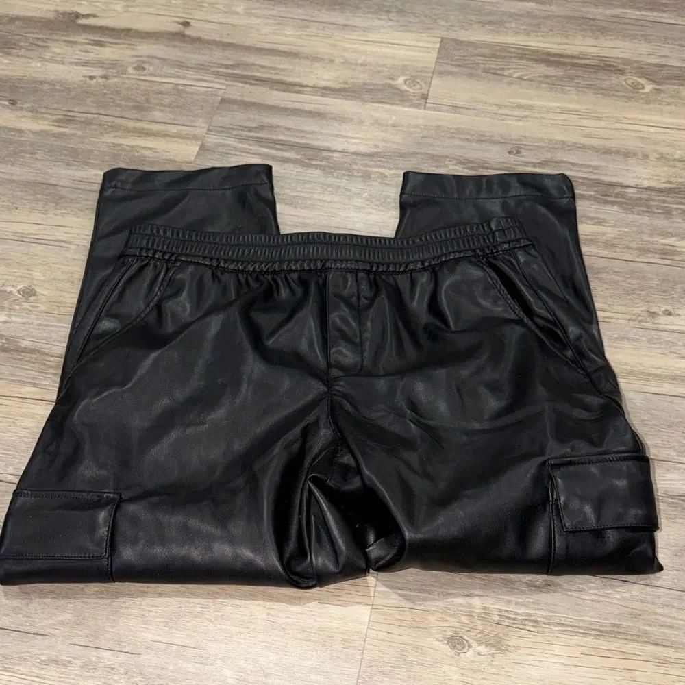 GAP Black Faux Leather Jogger Pants